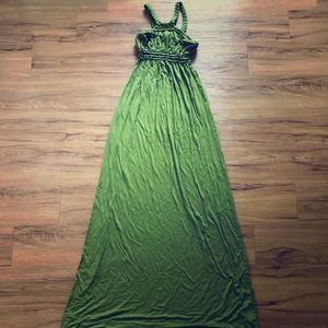 Green cotton maxi dress